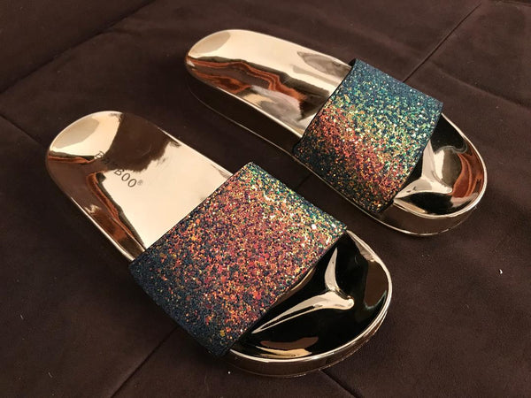 Hologram Glitter Slip-on Sandels